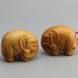 太行崖柏圆象大象手把件挂件木雕摆件小件红木工艺品直销