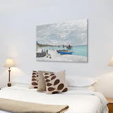 海边渔船莫奈油画 餐厅风景壁画酒店无框挂画 客厅卧室现代装饰画