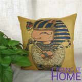 棉麻印花方枕 汽车沙发靠垫靠枕腰枕企业宣传 卡通古埃及可爱法老