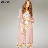 dfvc2016秋季新款女装欧美中长款宽松毛织外套时尚廓形针织开衫