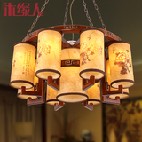 新中式灯具仿古典吊灯实木大气客厅灯创意艺术餐厅灯书房灯卧室灯