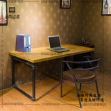 铁艺实木电脑桌椅子桌子家用单双人办公桌写字台书桌大班台老板桌
