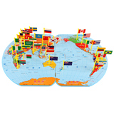 星屿早教少儿世界地图拼图板 玩具儿童益智拼图玩具插国旗2-3-6岁