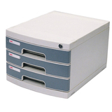 得力8833文件柜三层硬塑文件盒带锁抽屉办公矮柜资料柜 特价