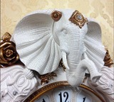 欧式复古静音挂钟大象创意艺术客厅壁钟时尚简约酒店钟表现代挂表