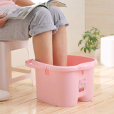 包邮淞泰加厚超大手提式塑料足浴盆洗脚桶泡脚保健粉色洗脚桶4色