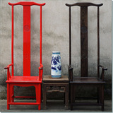 中式实木高背椅 靠餐圈官帽椅彩绘简约古典做旧门厅形象装饰椅