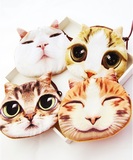 韩版 可爱小猫咪零钱包 喵星人硬币包 笑脸表情猫 3D立体动物毛绒