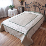 艳小花纯棉绣花拼布绗缝床盖空调被全棉床罩外贸出口原单