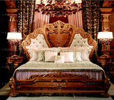 欧式实木雕刻双人床奢华别墅太子床高档布艺婚床手绘卧室家具新品