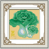 纯手工十字绣成品百财纳福大白菜绿白菜客厅小幅装饰画中国风系列