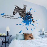 个性KTV酒吧宿舍卧室装扮贴纸床头装饰动物斑马黑色英文墙贴画