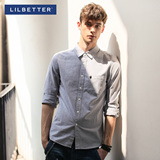 Lilbetter长袖衬衫男 男装青少年小领寸衫修身休闲韩版男士衬衣潮