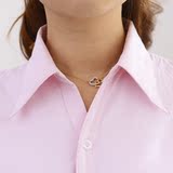 女衬衣韩棉粉色衬衫细斜条纹长袖职业V领修身短袖蓝 白工作服正装