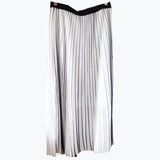 2015夏季新款 品牌百褶褶皱风琴褶白黑条纹 设计款半身裙长裙
