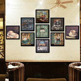 西餐厅奶茶店装饰画咖啡厅壁画个性墙画欧美复古怀旧有框创意挂画