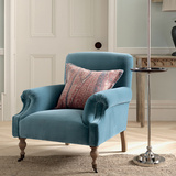 新款美式法式布艺单人位沙发 欧式复古休闲沙发椅 地中海风格家具