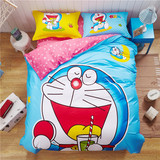 纯棉机器猫四件套全棉蓝色粉色卡通床上用品哆啦A梦小叮当猫大版