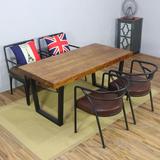 美式实木餐桌椅做旧咖啡桌可拆装餐桌饭桌铁艺酒吧桌复古办公桌