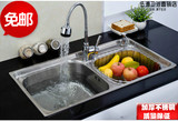 加厚 不锈钢水槽 双槽洗菜盆 厨房洗碗池 304不锈钢盆  厨房水池