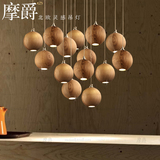 摩爵 北欧艺术创意木艺灯具 酒店餐厅客厅卧室简约实木吊灯小圆球