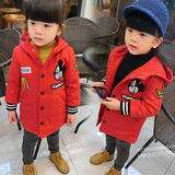 2016冬季韩版童装女童夹棉加厚大衣外套儿童宝宝保暖红色呢子大衣