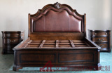 美式实木床1.8米双人床真皮靠背床 欧式高端1.8米储物 床定制家具