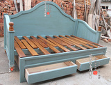 地中海美式实木床两用带抽屉储物书房沙发床1.51.8米可折叠小户型