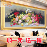 包邮最新款丝带绣客厅卧室大挂画盛开的玫瑰3D彩印欧式油画十字绣