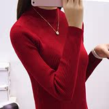2015秋冬季新款半高领毛衣女士套头短款修身加厚针织衫韩版打底衫