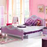 儿童床女孩 1.2米1.5米单人床粉色公主床实木卧室组合韩式田园床