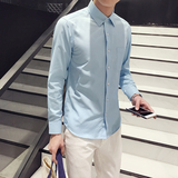 zara2016新款夏季长袖衬衫正式衬衫纯色休闲男装修身上衣男款百搭