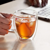星巴克波顿高硼硅耐热玻璃杯 创意大容量咖啡杯子 双层带盖马克杯