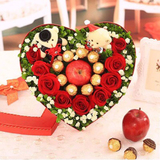 红玫瑰鲜花巧克力苹果花束礼盒生日礼物圣诞节平安夜宁波鲜花速递