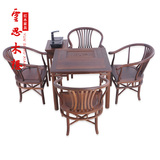 鸡翅木家具 红木家具 正方桌茶桌休闲桌 实木泡茶桌四方茶桌6件套