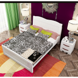 现代简约白色实木床1.8米双人床1.2米单人床成人床1.5松木床包邮