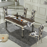 包邮不锈钢大理石餐桌方形桌子钢化玻璃饭店桌椅子简约时尚欧式桌