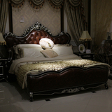欧式真皮床 1.8米美式实木雕花双人床 大小户型卧室婚床 公主床