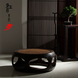 明清中式仿古实木茶桌椅组合 功夫茶艺桌圆形小茶几创意家具