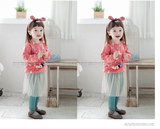 韩国原单bebezoo女童装加厚萝莉两件套雪人蕾丝裙子套装外套裙装