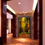 3D立体 延伸空间树林林荫道 走廊玄关壁画墙纸 黄金大道大型