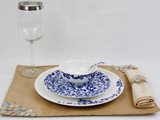 青花瓷大小盘碗陶瓷餐具套装四件套 中式创意礼品家用外贸送礼品