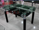 双层可折叠拉伸钢化玻璃餐桌不锈钢桌腿变形伸缩直径1.2米大圆桌