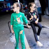 女童套装春秋新款韩版外套儿童长袖卡通两件套装女孩运动休闲套装