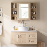 洗手脸盆储物柜988免漆板浴室柜镜柜组合 卫生间实木吊柜陶瓷盆