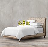 美式实木布艺床 简约时尚卧室家具 欧式1.8米双人床 可定制