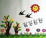 促销幼儿园教室装饰班级环境布置可移除古树熊猫创意组合立体墙贴