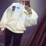 韩版2015秋冬新刺绣短款羽绒棉服运动学生棒球棉衣夹克宽松外套女