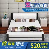 现代简约欧式床实木床1.8双人床白色松木床1.5米儿童床1.2板式床