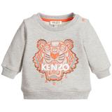 英国正品kenzo虎头童装代购秋冬婴儿系列橘色小老虎卫衣上衣 t恤